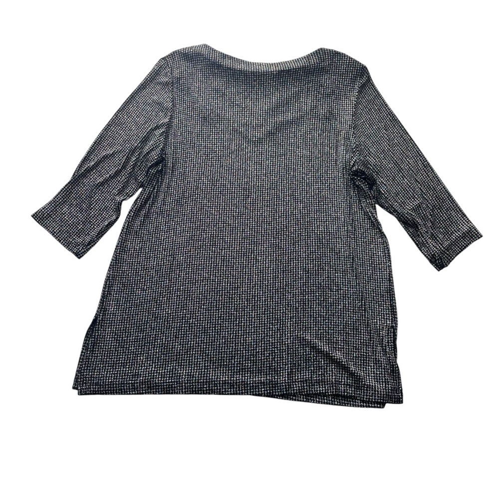 J.B.S. Ltd Tunic Blouse Black Size 2X Vintage Metallic Glitter Formal stretch - Picture 7 of 8